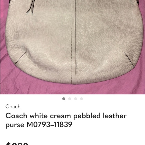 Vintage Coach Cream Pebbled Leather Shoulder Hobo Style Bag A0893-11839 - Picture 6 of 8